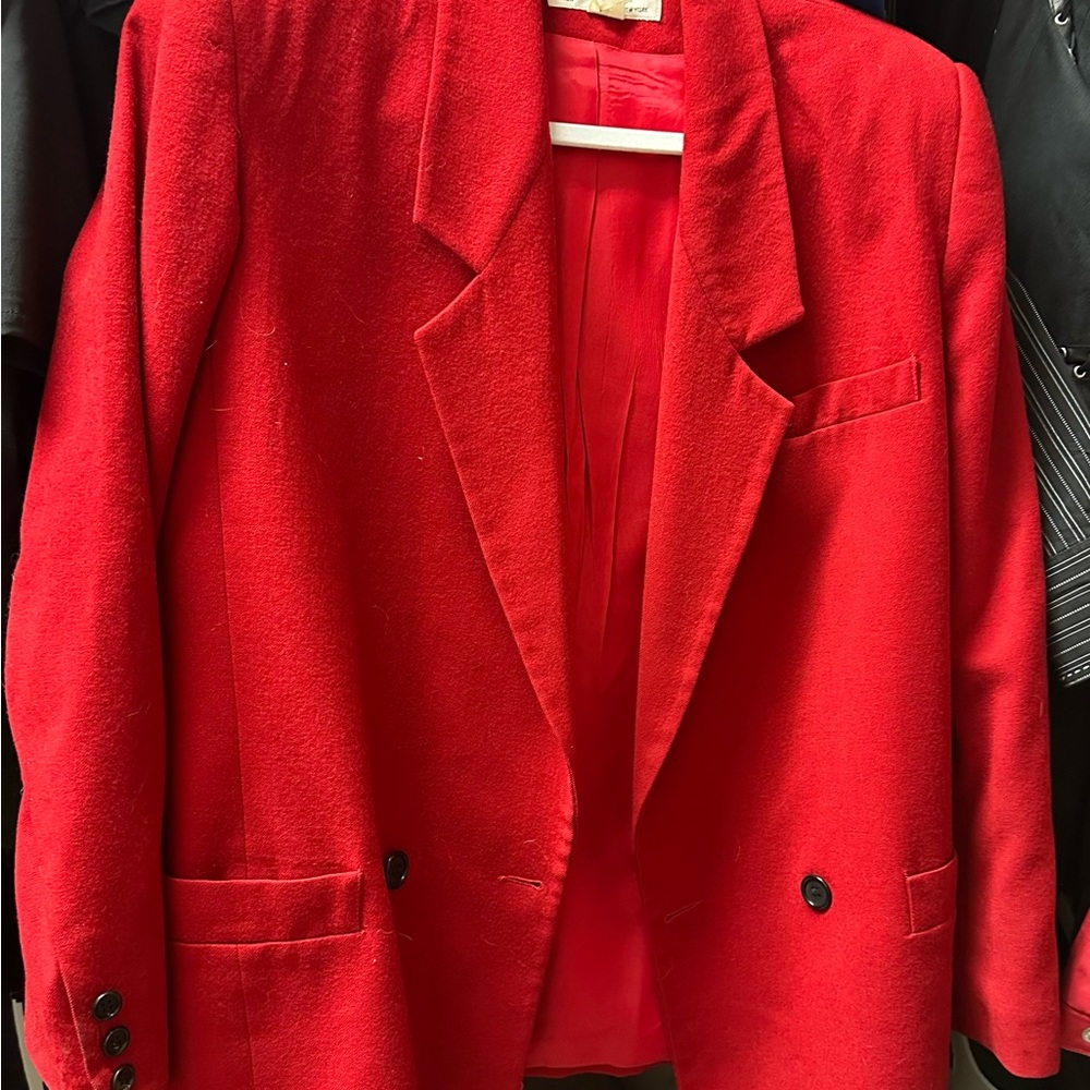 Dior Vibrant Red Women's Blazer with pleated skirt
